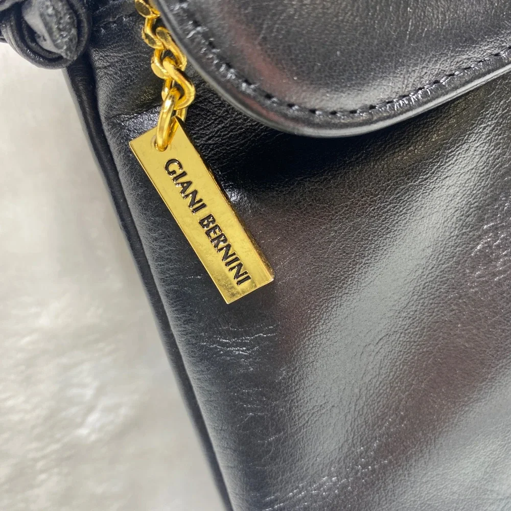 Giani Bernini Black Leather‎ Crossbody Bag Small Shoulder Purse Lovely